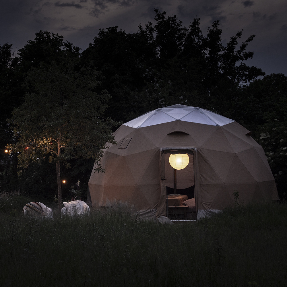 Dome tent by night